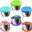 6-Pack 2.4oz Stainless Steel Salad Dressing Cups with Leakproof Lids | Reusable Sauce Containers for Lunch Box, Travel, Picnics & Kitchen Storage  Dishwasher Safe & Eco-Friendly