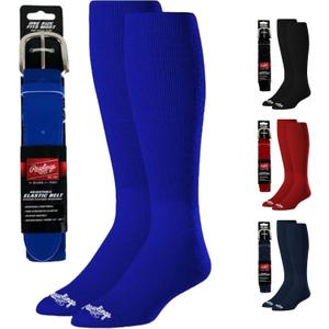 Rawlings | Belt & Socks Combo | Baseball/Softball | Multiple Sizes & Colors (Small, Royal)