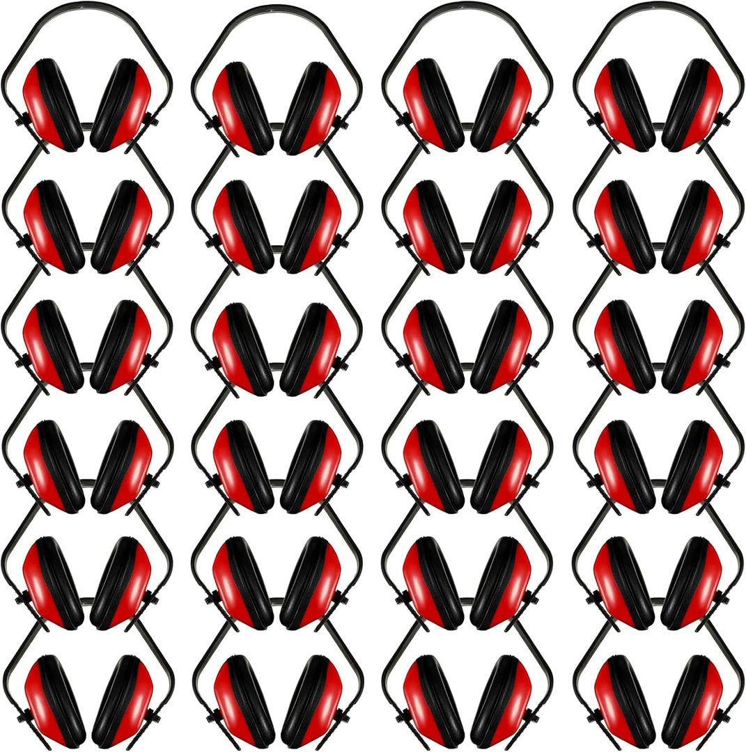 Soundproof Earmuffs Hearing Protection Headphones Red Adjustable Padded Defender Noise Reduction Earplug
