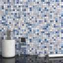 BeNice Peel and Stick Backsplash Tile Stickers, Kitchen Bathroom Wall Adhesive Small Metal Tiles Square-5sheets Blue Mix