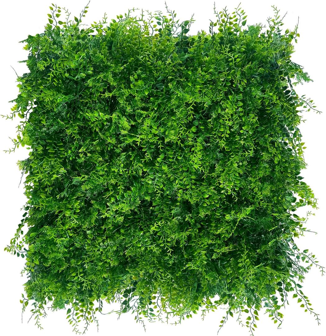Greenery Faux Grass Wall Backdrop: 20"x20" (24P) UV-Anti Artificial Green Boxwood Panel for Patio Balcony Privacy & Ivy Fence Covering Privacy, Garden, Backyard Wall Backdrop Decor