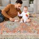 cotiled 9x12 Area Rug for Living Room, Washable, Traditional, Orange
