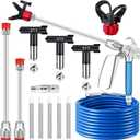 14Pcs Airless Paint Sprayer Gun Kit for DIY, 3600PSI Airless Spray Gun with 25Ft High Pressure Hose & 3Pcs Reversible Spray Tips & 2Pcs Extension Rod & 5Pcs Filters & Nozzle Seat