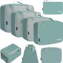 BAGAIL 8 Set Packing Cubes Luggage Packing Organizers for Travel Accessories (Dusty Teal) (Dusty Blue)