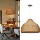 Arturesthome 19.56" Boho Chandelier Light Fixture for Kitchen,Woven Farmhouse Chandelier Ceiling Hanging Light for Living Room,Bedroom,Foyer, 19.6" * 14"