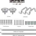 Curtain Rods for Windows 28 to 88 Inches Adjustable 1 Inch Diameter Decorative Single Window Curtain Rod Set with Rounded Cap design Finials, Silver