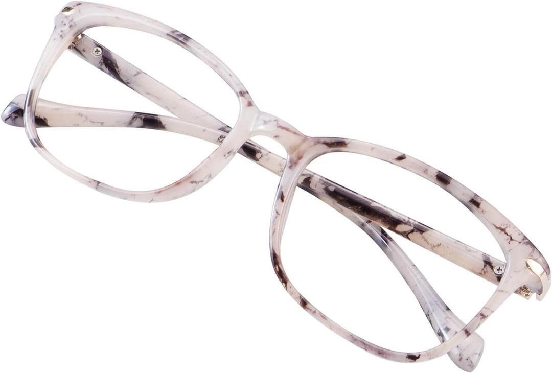 VisionGlobal Blue Light Blocking Glasses for Women/Men, Anti Eyestrain, Computer Reading, TV Glasses, Stylish Square Frame, Anti Glare, +1.0