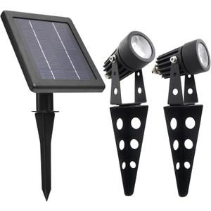 MINI 50X Twin Solar-Powered Cast Aluminium Warm White LED Spotlight 60-100 Lumen Per Light Fixture for Outdoor Garden Yard Landscape Downlight