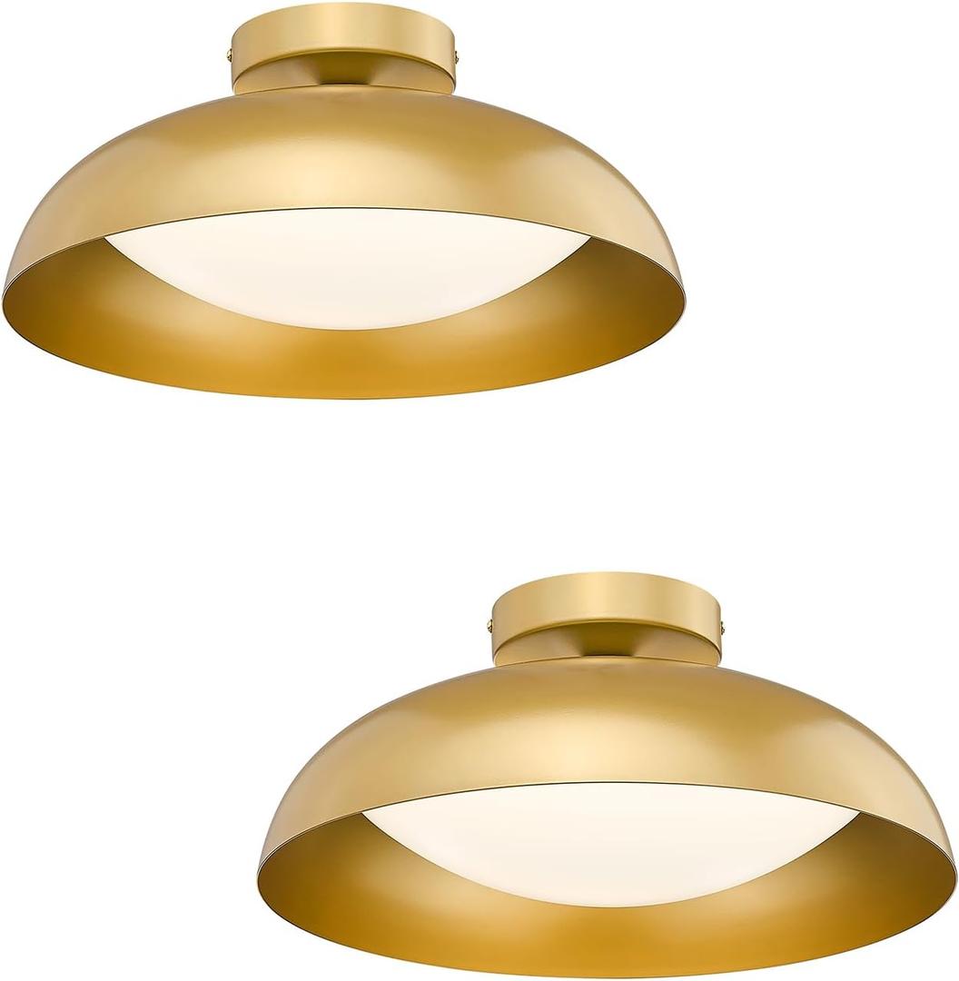 Kudos Gold Flush Mount Ceiling Light 2-Pack, 16 Inch LED Ceiling Light Fixtures, 24W/1300Lm Light Fixtures Ceiling Mount, 5CCT Adjustable,KDCL02-GD-2PK