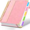 Hardcover Spiral Notebooks for Work 8''x 10'', 300 Pages 5 Subject Notebook with Dividers & Tabs, B5 Spiral Journal for Women, College Ruled Notebooks for School Note-Taking (Pink)