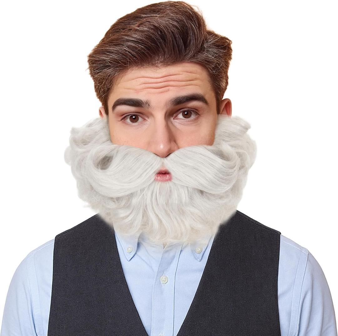 Yan Dream Short Curly Wizard Beard Men Full Fake Beard and Mustache Cosplay Costume Facial Hair