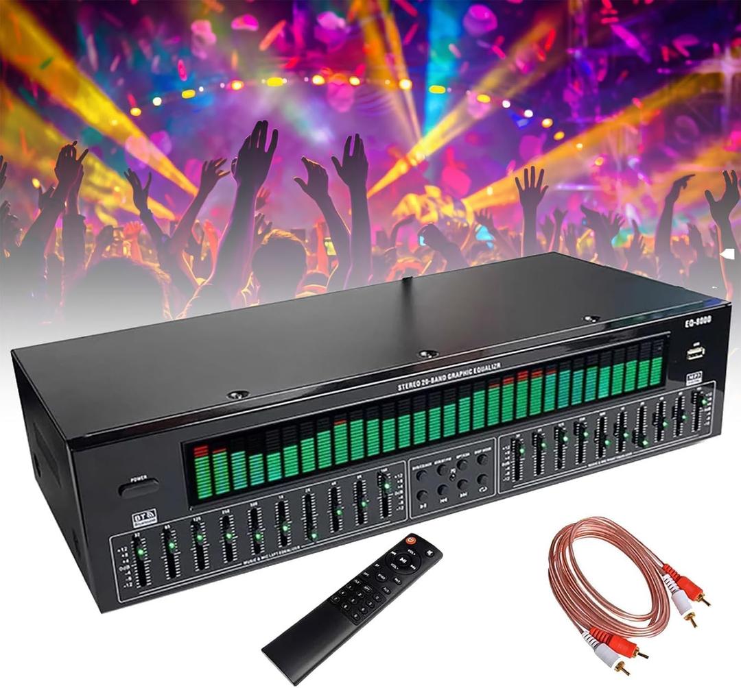 Equalizer Home Audio 31 Bands Graphic Equalizer,Stereo Equalizers Audio,Music Spectrum Analyzer Bluetooth Connectivity,12 Rhythm Patterns with Noise Reduction for Concert,Recording Studio (Black)