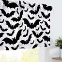 2 x Vanleonet Halloween Curtain Valances Black Bats Valances for Windows Rod Pocket Gothic Curtains Halloween Decoration for Party Kitchen Living Room Bedroom 1 Panel, 54W x 18" L