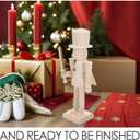 DEARMAMY 8in Christmas Unfinished Wooden Nutcracker to Paint, Natural Wooden Unpainted Nutcracker Puppet for Christmas Decor DIY Craft (with Base)