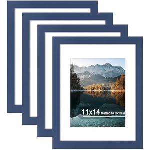 SZYUU 12x15 Picture Frame Set of 4, High Definition Real Glass, Gallery Wall Hanging Photo Frames, Blue