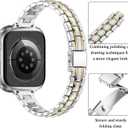 BAITEYOU Narrow Metal Band Compatible with Apple Watch Bands 38mm 40mm 41mm 42mm 44mm 45mm 46mm 49mm (Series 11 10 9 8 7 6 5 4 3 2 1 SE Ultra), Dressy Thin Stainless Steel iWatch Bands for Women