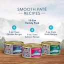 Blue Buffalo Wilderness High Protein, Natural Adult Pate Wet Cat Food Variety Pack, Chicken, Salmon, Duck 3-oz Cans (12 Count- 4 of Each Flavor)