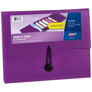 Avery Slide & View Expanding File Folder, 6 Pockets, Letter Size, 1 Plum Folder (73543)