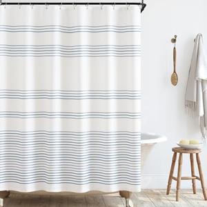 jinchan Blue and White Shower Curtain for Bathroom Modern Farmhouse Striped Waterproof Fabric Shower Curtain Set with 12 Hooks Machine Washable 70x72 Inches