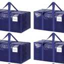 Extra Heavy Duty Large Moving Bags with Strong Zipper & Comfortable Handles, Sturdy & Durable Clothes Storage Bags Totes Bins, Dark Blue Packing Moving Boxes (4-pack)