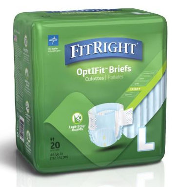 FitRight OptiFit Extra+ Incontinence Briefs Unisex Heavy Absorbency L 44in-56in 80Ct