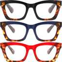 Oprah Style Readers for Women - Stylis Style Reading Glasses with Blue Light Blocking and Spring Hinge (Two -Color Stitching), +3.50