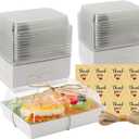 7x5x2.5 Charcuterie Boxes with Clear Lids, Large Disposable Bakery Dessert Boxes, Bakery Take Out Containers, To Go Food Containers for Chocolate, Sandwich, Cookie, Cupcake, Pastries (25, White)