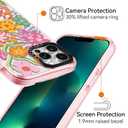 for iPhone 13 ProCase Cute - Durable Shockproof 6.6 ft Drop Impact Phone Case - Funny Passion Flower Design (6.1") Glitter Pink