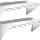Stainless Steel Shelf 12" x 36" - 2 Pack 300 lb Wall Mounted Commercial Stainless Steel Shelves Metal Shelving for Restaurant Kitchen