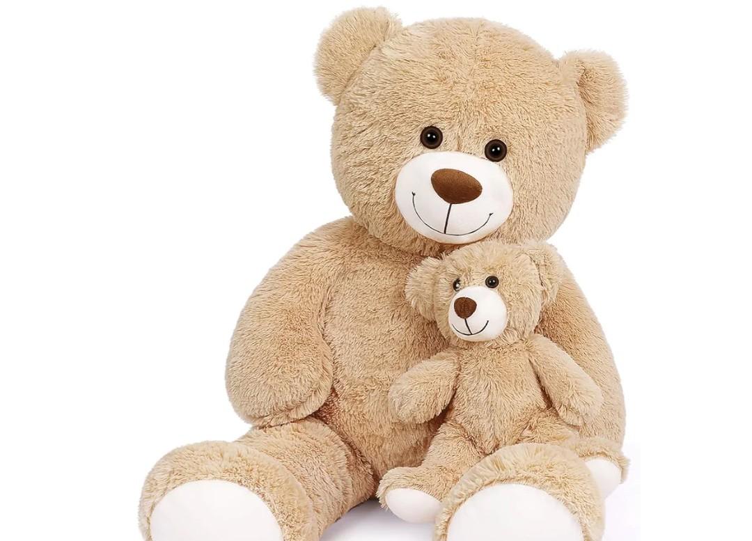 Big Teddy Bear Stuffed Animal Big Teddy Bear Mama with Baby Giant Teddy Bear Stuffed Animal Bear for Kids, Girlfriend on Mother's Day, Valentine's Day, Christmas(100CM,Light Brown)