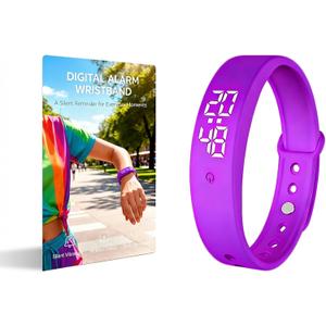 Vibrating Alarm Wristband Silent Wrist Alarm Clock Watch Wind up Bands for Deaf People No Batteries Bracelet for Heavy Sleepers Dawn Wake up Sleeper that Won't Wake Partner (Purple)