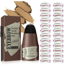 Kyahbeaute eyebrow stamp stencil kit, waterproof, smudge proof, all day wear, Includes: eyebrow stamp, stencil shapes brow brush, (soft brown)