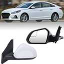 Left Driver Side Mirror Compatible with Hyundai Sonata 2015 2016 2017 2018 2019 Power Glass Manual Folding Heated with Blind Spot Detection 5 Pins Replace HY1320203 | 87610-C2000 (White)