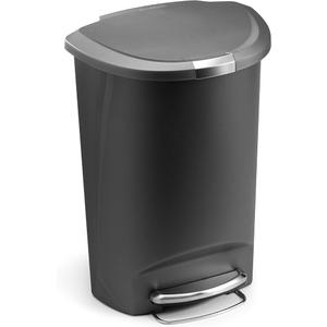 simplehuman CW1355 Black Plastic 50L Semi Round Step Trash Can