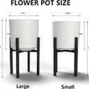 Set of 2 Large Planters 11" & 9.8", Modern Resin Plant Pots with Drainage Holes, Decorative Flower Pots for Living Room, Office, Garden and Balcony