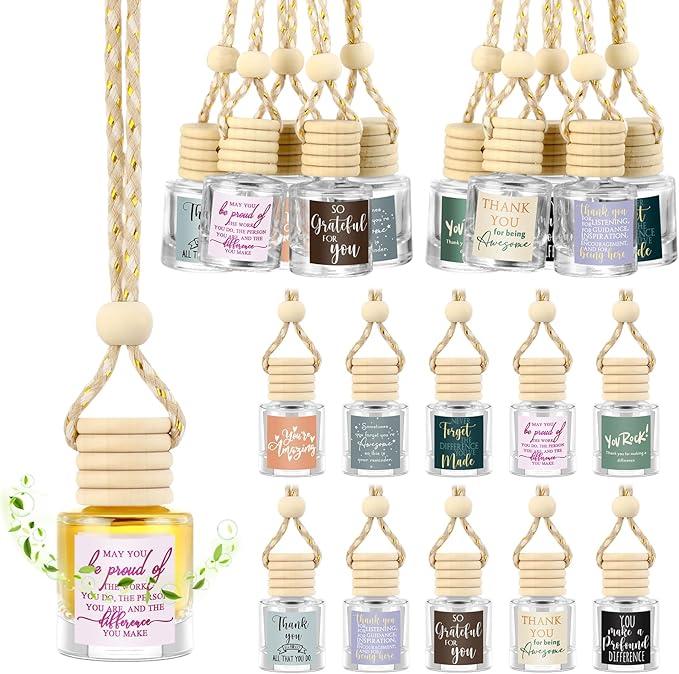 Funnymoom 20 Pcs Employee Appreciation Gifts Bulk Empty Glass Car Air Freshener Hanging Diffuser Thank You Gifts for Employee Nurse Staff Dietician Social Worker Volunteer