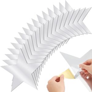 Frienda 48 Pcs 11 Inches Silver Star Sticker Large Paper Glitter Silver Self Adhesive Star Birthday Party Decorations or Bulletin Board Classroom Wedding Shower Decoration Supply