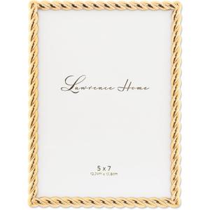 Lawrence Frames Rope Design Metal Frame, 5x7, Gold