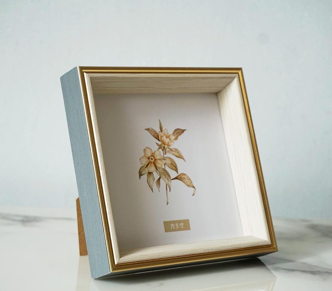 5x5 Blue Beige Square Picture Frame, 5x5 Resin Photo Frame, Wall and Desktop Display Picture Frame, Plexiglass