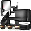 Switchback Tow Mirrors for 2003-2007 Chevy Silverado/GMC Sierra | Dynamic Turn Signal & Running & Backup Light, Power Heated, Manual Extend, Fits Avalanche Suburban Tahoe Yukon, Pair