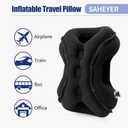 SAHEYER Inflatable Travel Pillows, New Upgrade Inflatable Airplane Pillow for Sleeping Rest Avoid Neck and Shoulder Pain, Inflatable Neck Pillow with Free Eye Mask and Earplugs (Blue) (25x20x9.5 inch, Black)