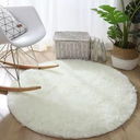 Chicrug Fluffy White Round Area Rugs for Girls Bedroom, 4x4 Feet Shaggy Circle Area Rug for Living Room, Soft Fuzzy Carpets for Princess Room, Cute Rug Kids Circular Playmats for Baby Nursery Home