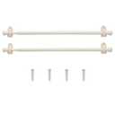 JINCHAN French Door Curtain Rods, No-Drill Adjustable Beige Curtain Rods with Adhesive Hooks, 26–50 Inch Aluminum 2-Pack for Sheer & Tier Curtains