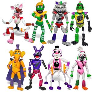 Toysvill 8 pcs Inspired by Game Five Night Toys | Ultimate Custom Night Collection | FNAF Action Figure [Withered Bonnie, Orville, Mangle, Gator, Happy Frog, Roxanne Wolf, Chica, and Music Man]