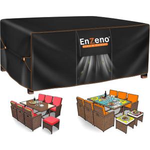 Enzeno Patio Furniture Set Cover Waterproof, Outdoor Dining Coffee Table Chair Covers Rectangular, Heavy Duty Outside Weatherproof Sectional Set Covers for Protection 74" L x 47" W x 28" H Black