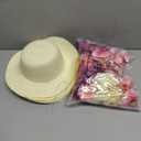 90 Pcs DIY Straw Hats 10 Pcs Tea Party Hats for Girls and 80 Artificial Flowers for Tea Party Birthday Decoration
