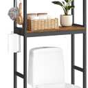 SONGMICS Over-The-Toilet Storage, 3-Tier Bathroom Organizer Over Toilet with Adjustable Shelves, Hooks, Bamboo, Freestanding Space Saver Bathroom Shelves, Rustic Brown and Ink Black UBTS012B01