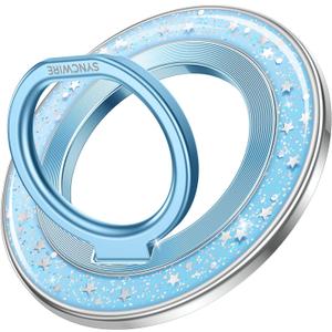 SYNCWIRE Magnetic Phone Ring Holder for MagSafe - Phone Grip Stand with 360 Rotation Finger Ring Kickstand Compatible with iPhone 17 16 15 14 13 12 Pro Max MagSafe Accessories,Frosted Blue