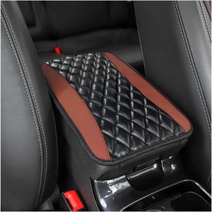 Moly Magnolia Car Center Console Cushion Pad, Universal Leather Waterproof Armrest Seat Box Cover Protector,Comfortable Car Decor Accessories Fit for Most Cars, Vehicles, SUVs (Brown)
