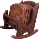 Handmade Wooden Tea Coasters Set of 6 Drink Table for Tea Cups Coffee Mugs Beer Cans Bar Tumblers and Water Glasses Chair Shape Coasters Full Carving (Carving)